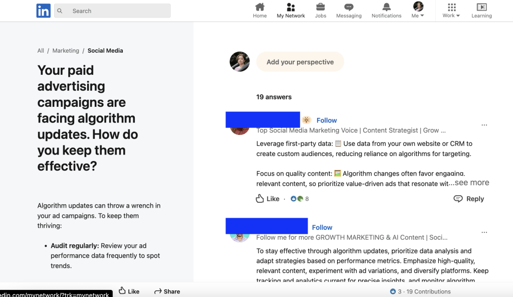 Example of Collaborative Article on LinkedIn