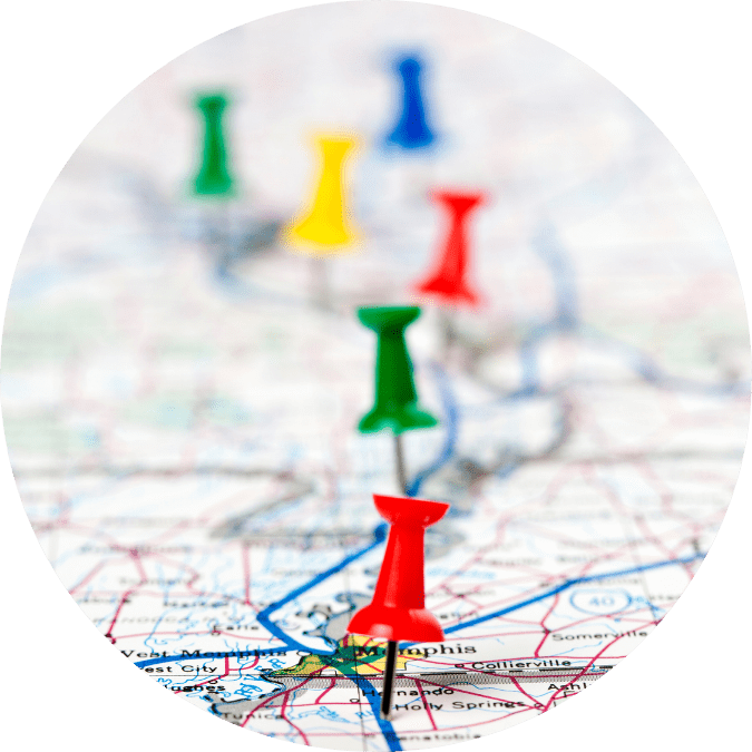 Maps with pins - digital marketing higher ed