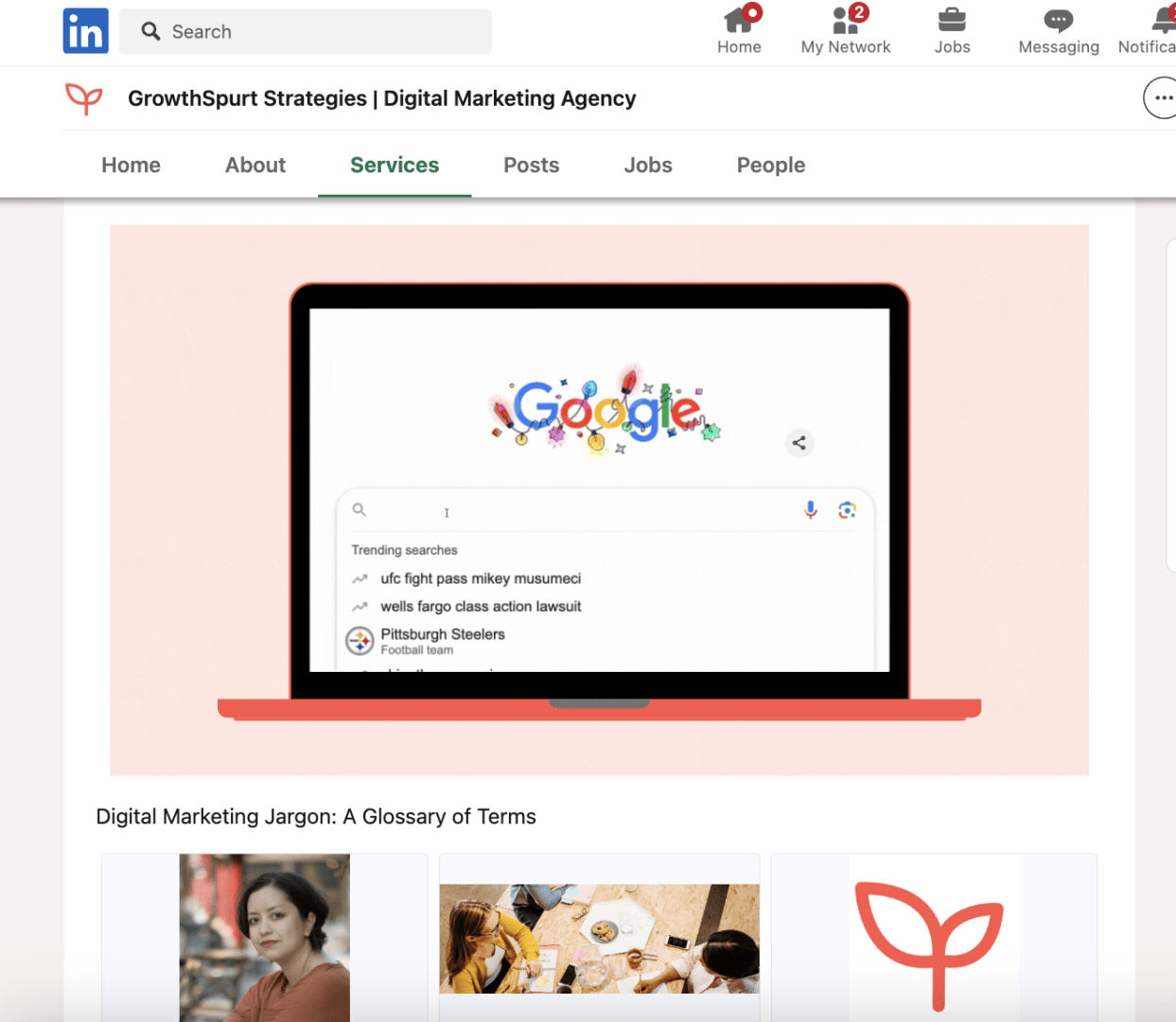 LinkedIn has a media section where you can upload or link out to other sites. This is good to link to your case studies or blog articles most relevant to audiences on LinkedIn.
