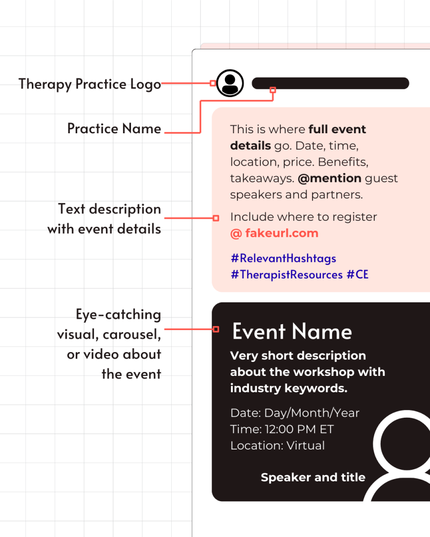 An optimized social media post about a therapy workshop for therapy practices | GrowthSpurt Strategies