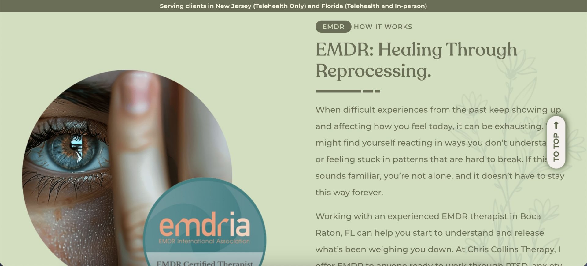 Example of an EMDR Processing Treatment Page on a Website
