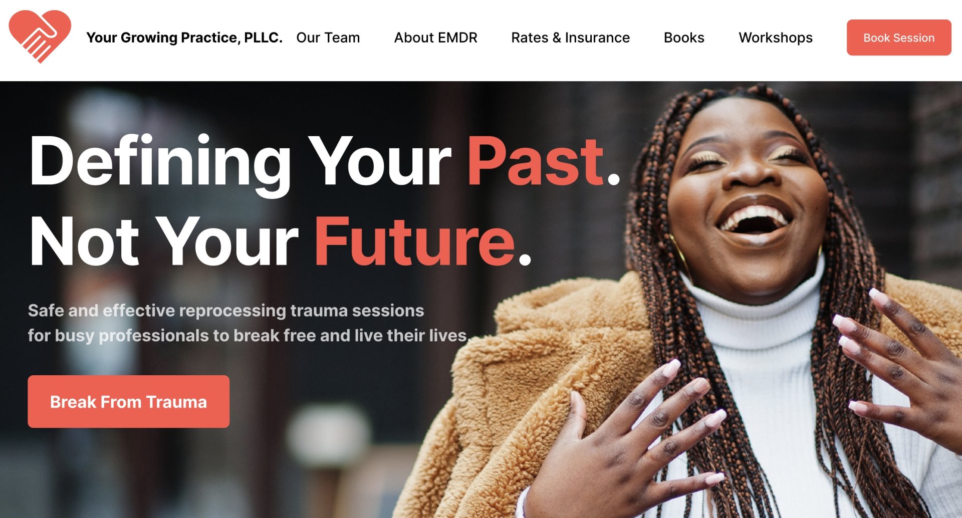 Example Therapy Website with Navigation and Homepage Content